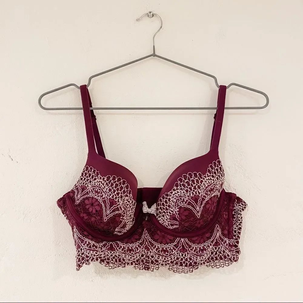 Victoria’s Secret Body by Victoria Lined Demi Lace Bra in Merlot 34B